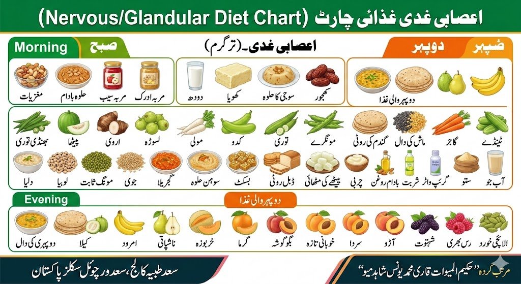 غذائی چارٹ۔اعصابی غدی ،گرتر
